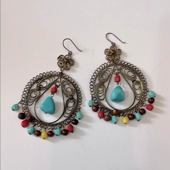 Jewelry - Large Beaded Hoop Earrings
